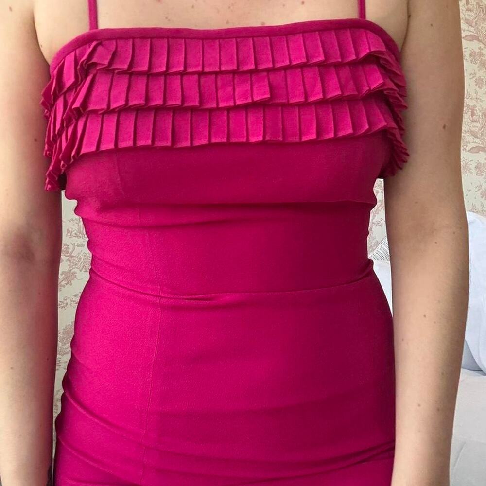 Vintage Raspberry Pink Ruffle‎ Mini Dress - Picture 8 of 8